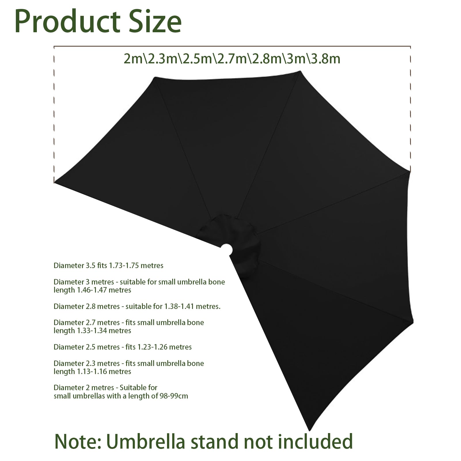 Sombrilla de Jardín 3.0m Toldo De Repuesto Sombrilla para 6 Brazos/8 Brazos,Parasol con Protección UV30+,para Jardín Patio Terraza Playa Piscina Reclinable