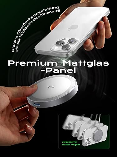 Miniatura 5 de THREEKEY Qi2 MagSafe - Cargador magnético para iPhone 171615141312 Series y Galaxy S25 Ultra, cargador inalámbrico Qi2 imanes de doble cara,