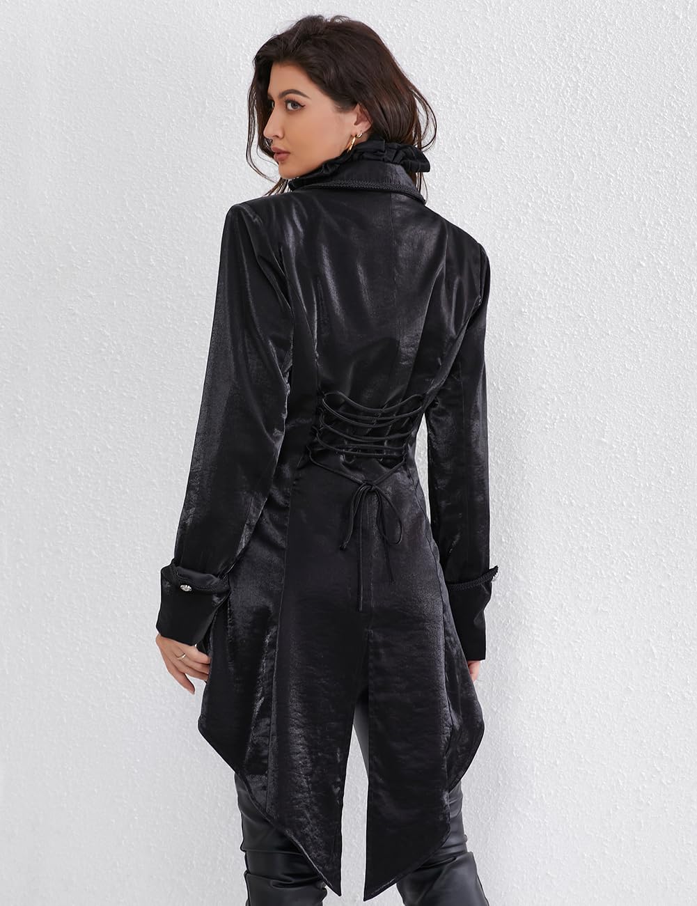Women Gothic Lapel Suit Victorian Tailcoat Jackets Steampunk Outfits Medieval Pirate Coat - Image 4