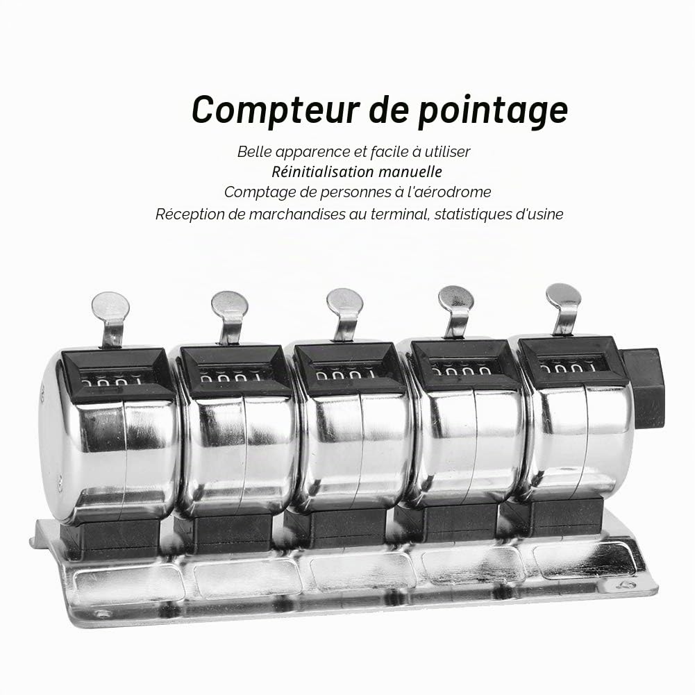 Compteur de Comptage Manuel, Compteurs Mécaniques Manuels en Acier Inoxydable à 4 Chiffres, Main Tally Les Comptoirs, Genoux de Suivi de Comptage pour Événements Foires Tournois Sportifs