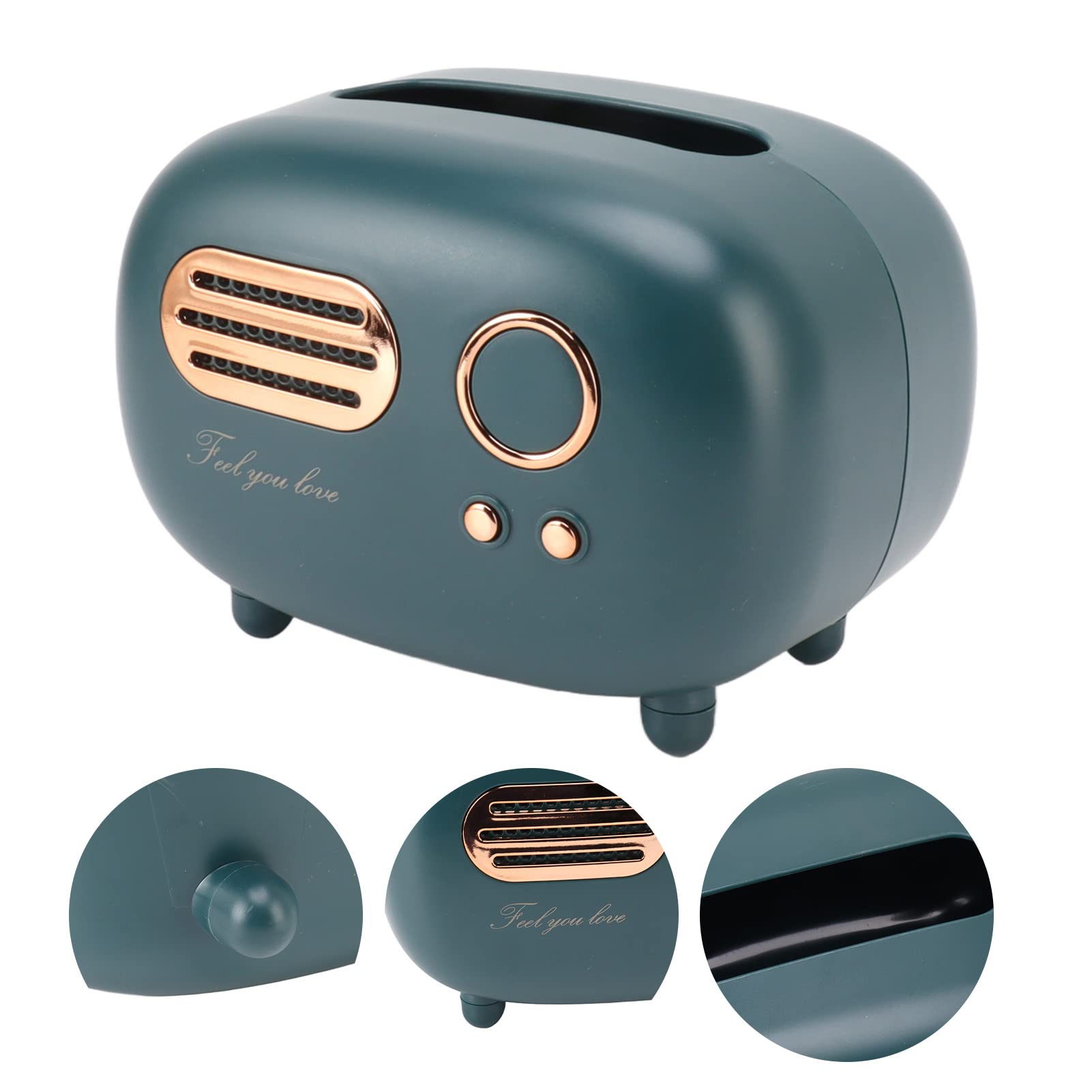 Boîte à Mouchoirs Radio Rétro - Déco Vintage Pour Maison - Vert - Plastique
