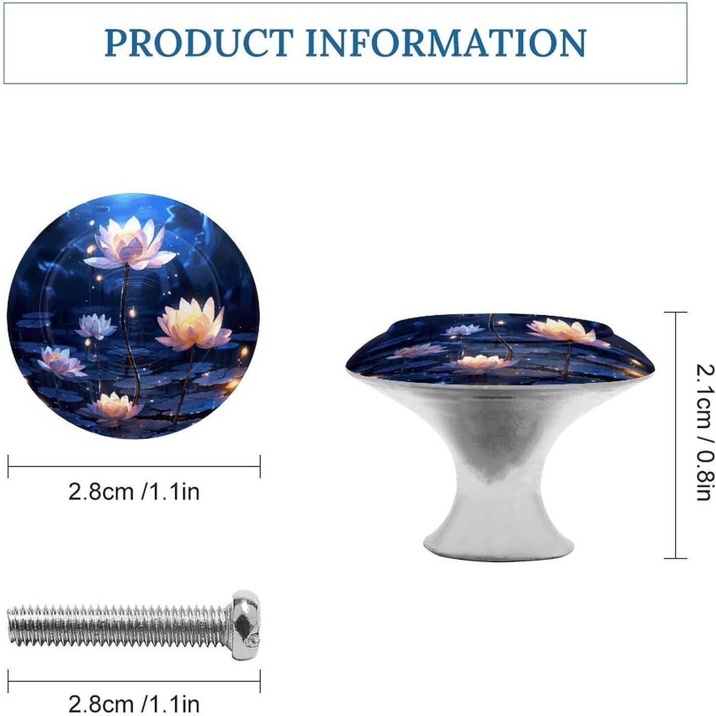 2 Pack Cabinet Knobs,Decorative Drawer Pulls, Night Flowers image 2