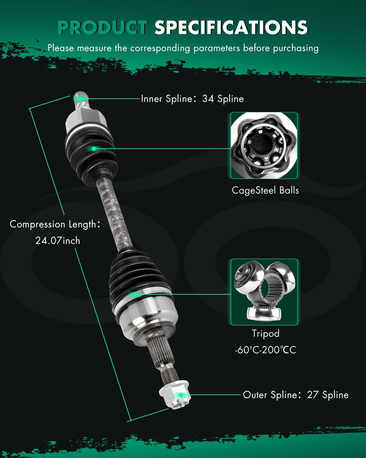 SCITOO Front, Left CV AXLE 66-2334 for Ford Focus