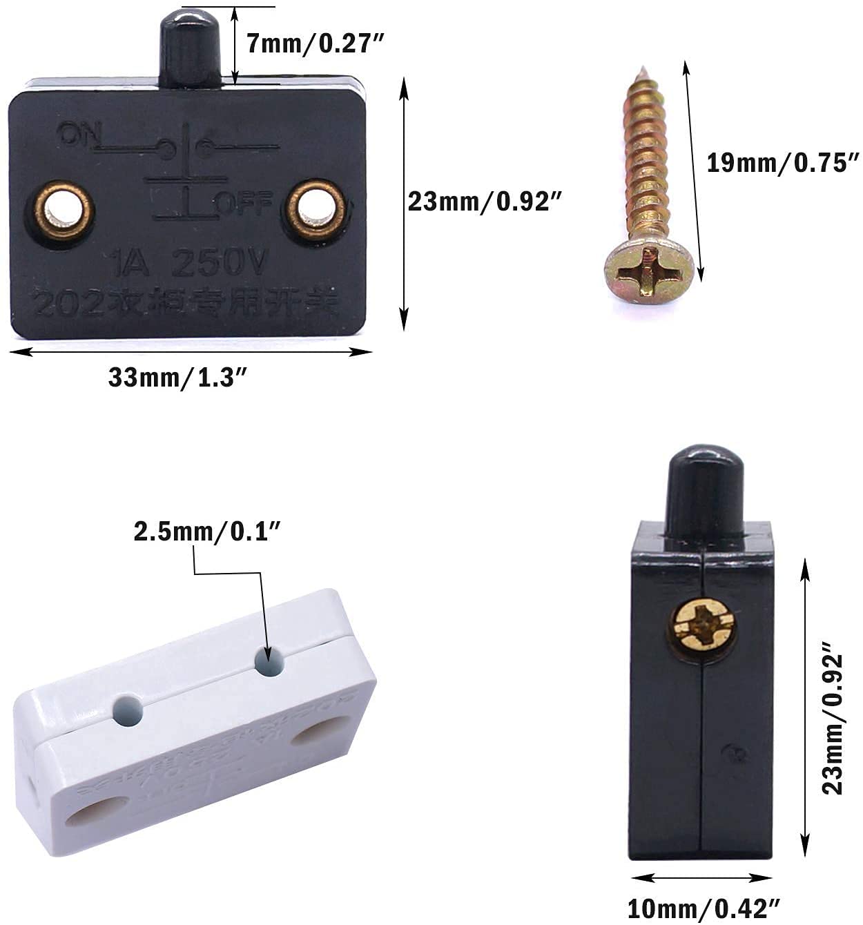 2 piezas negro armario lámpara interruptor táctil armario interruptor automático puerta cajones apertura en cierre puerta para 12 V 24 V 110 V (color: Svart)