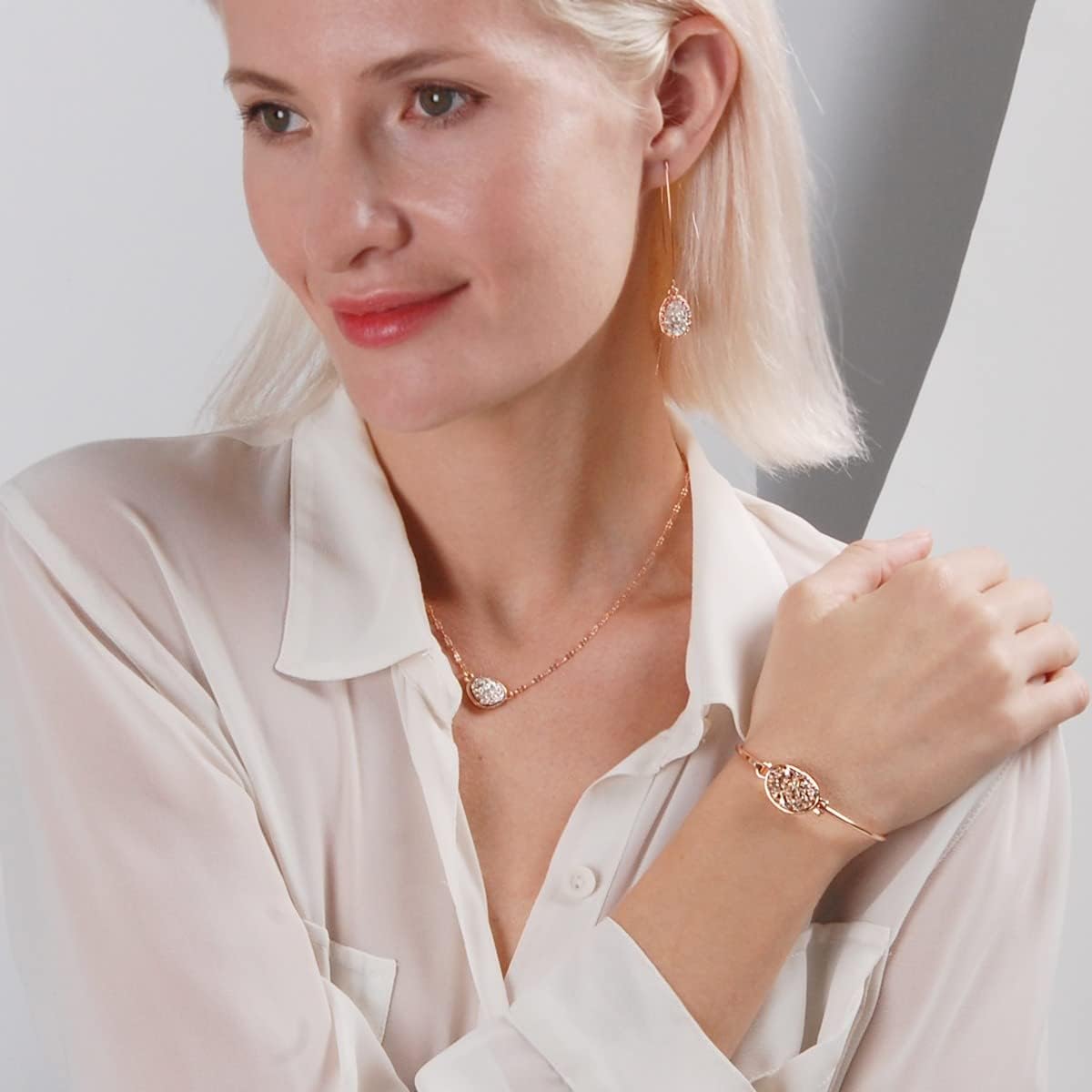 Humble Chic NY Simulated Druzy Cuff Bracelets for Women - Boho Stackable Bangle Bracelet, Plated in Gold, Silver, or Rose Gold Tone with Oval Stone