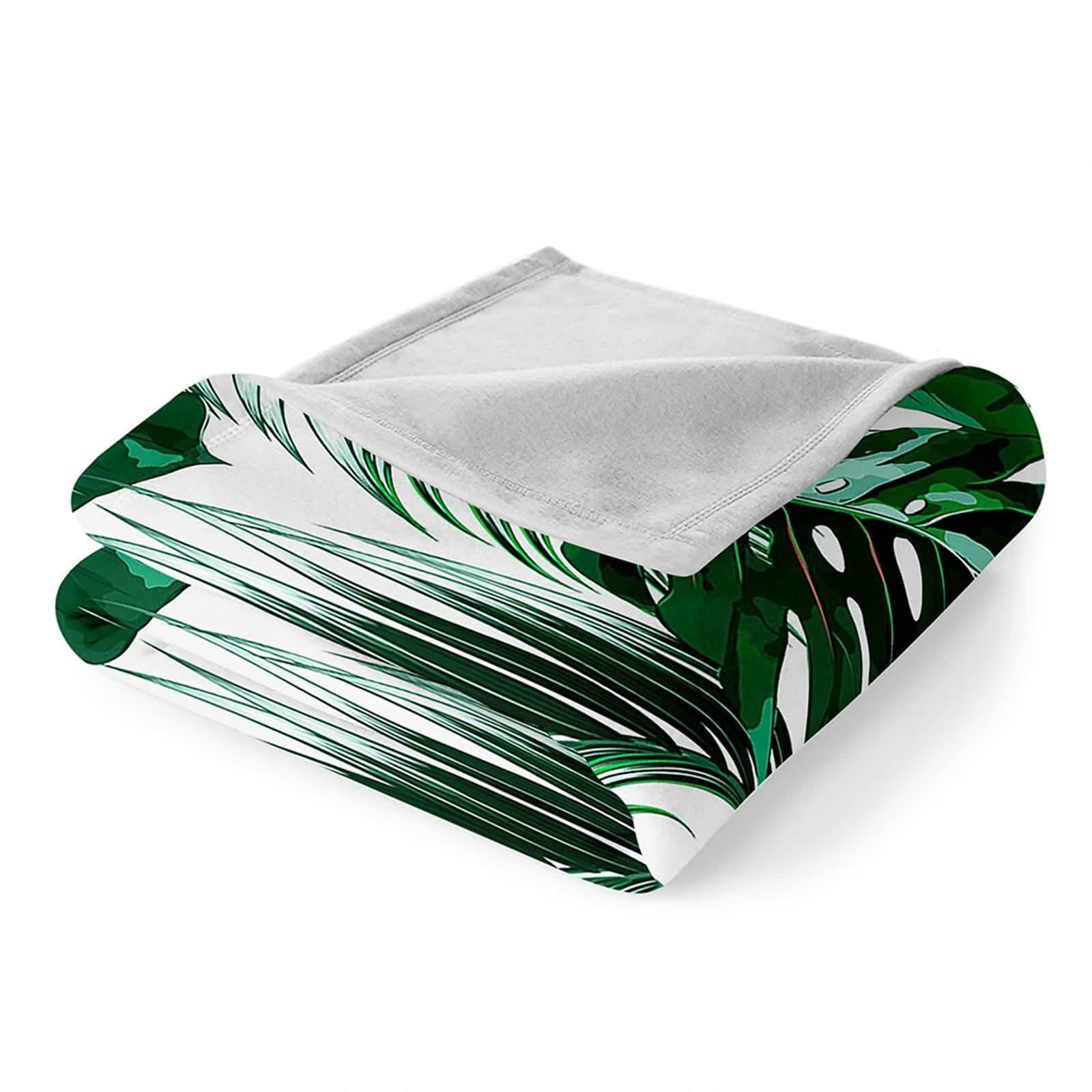 Aeici Couverture Polaire, Couverture Enfant Polaire Couverture 180x220 cm Feuilles de Bananier Couverture Canapé Cadeau pour Adultes et Enfants