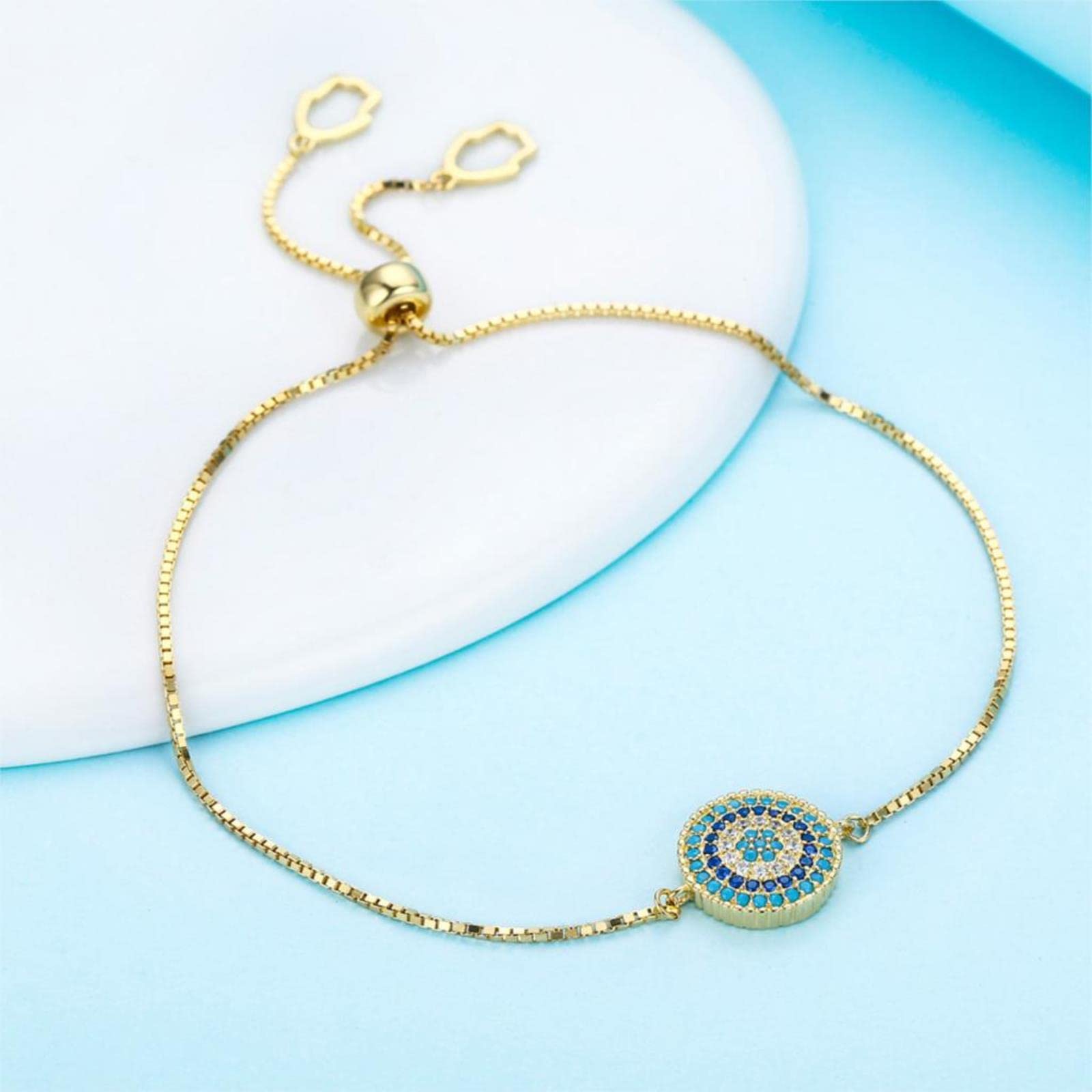 Pulsera De Plata De Ley 925 para Mujer, Joyería con Piedra Azul Cz, Abalorio De Mal De Ojo, Pulseras para Mujer, Turquía, Bohemio