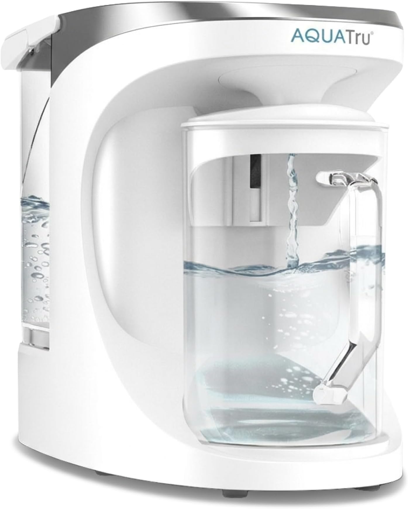 AquaTru Carafe Countertop Water Purifier | Compact 4-Stage Reverse Osmosis System with Glass Carafe Removes 84 Contaminants Including Forever Chemicals, Lead & Fluoride | No Plumbing