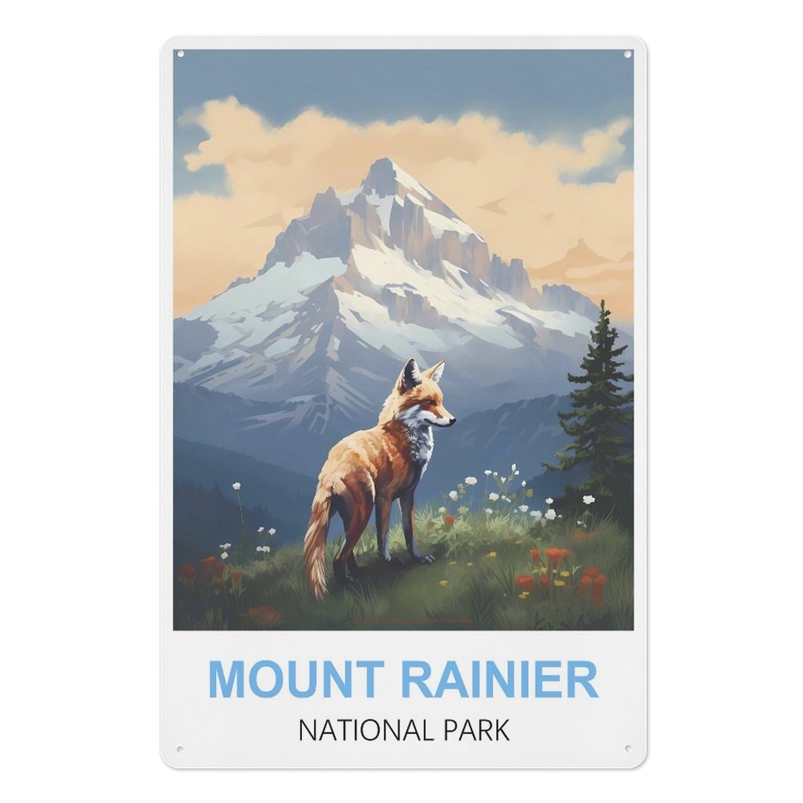 Mount Rainier National Park Retro Design Tin Painting Vintage Tin Sign 08x12inch(20x30cm) Wall Art for Home Office Bedroom Living Room Cafes Wall Decor