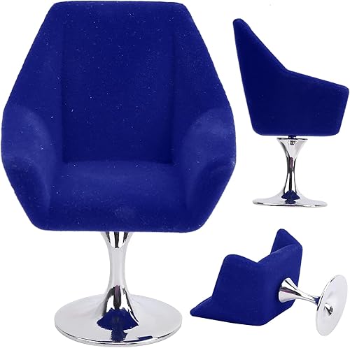 Miniatura 5 de Silla en miniatura, silla flocada giratoria, muebles de casa de muñecas para accesorios de casa de muñecas en miniatura 112 (rosa)