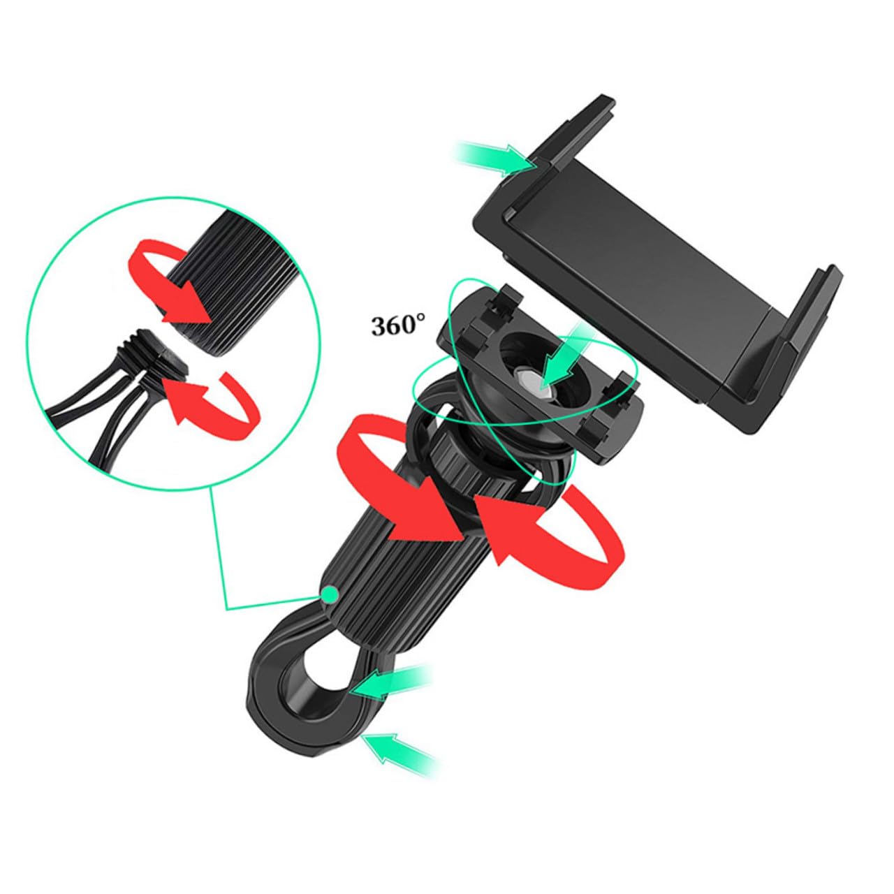 OSALADI 3pezzi Supporto Per Smartphone Da Bici Supporto Navigazione Per Bicicletta Design Antiscivolo e Stabile Nero