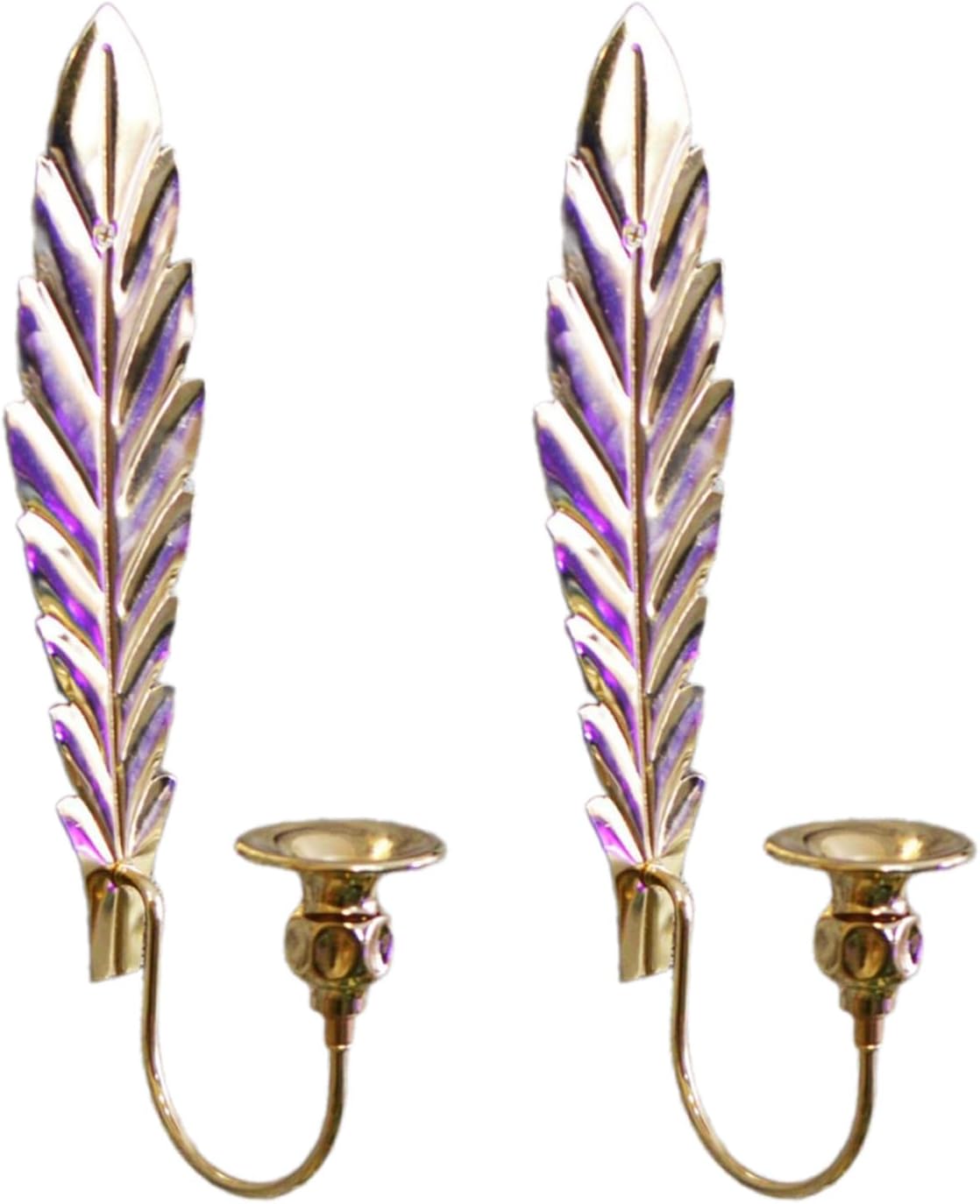 FEIYILIN Set of 2 Metal Candlestick Iron Leaf Wall Sconces