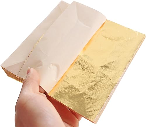 Miniatura 3 de YongBo Hojas de hojas doradas, 200 piezas de papel de aluminio dorado de 5.5 pulgadas para manualidades, pintura, dorado, slime, diseño de uñas,