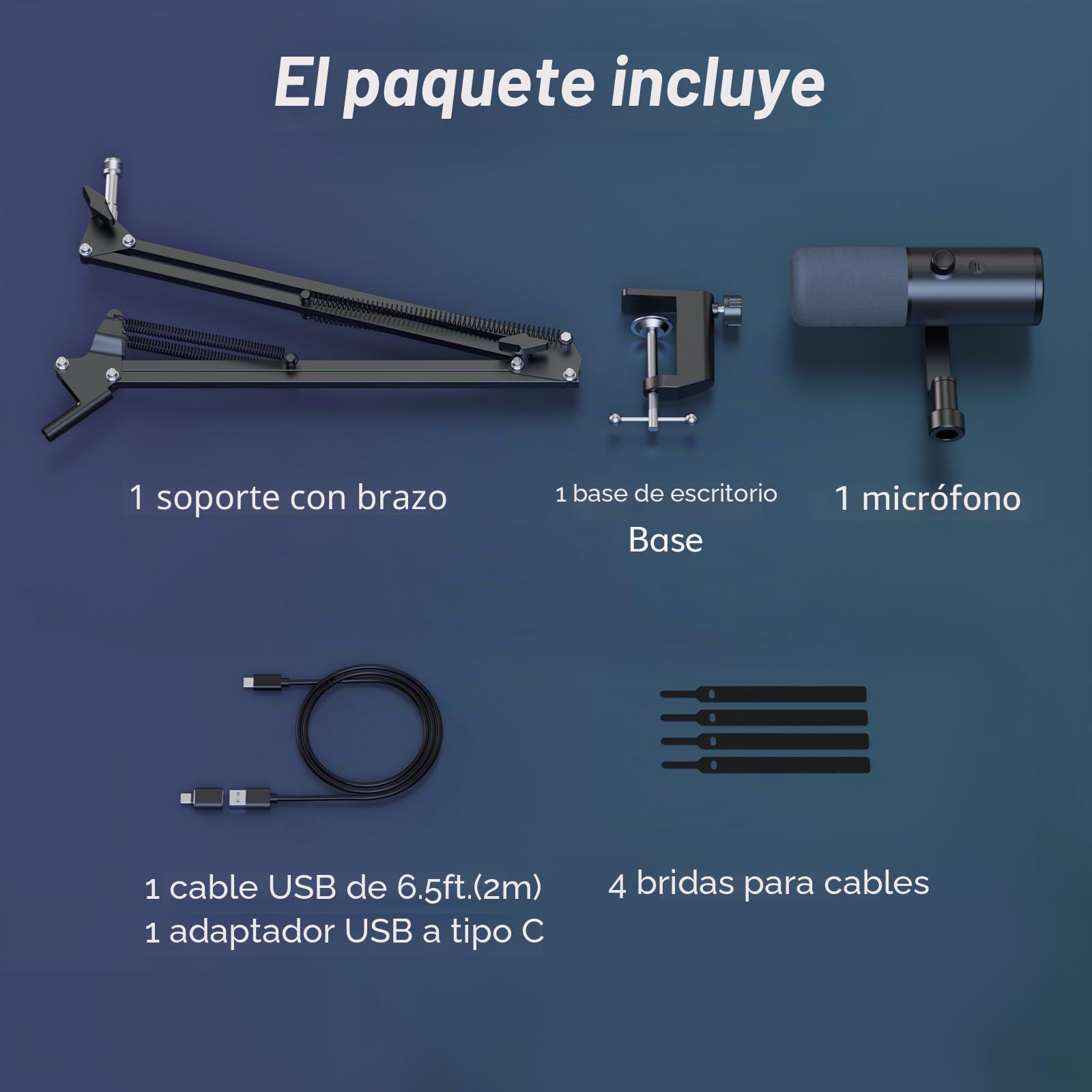 TONOR USB/XLR Microfono Dinámico para Juegos, PC Micrófono Cardioide de Estudio con Brazo Soporte para Podcasting, Streaming, Conector para Auriculares de 3,5 mm y Botón de Silencio, TD510 Air H+