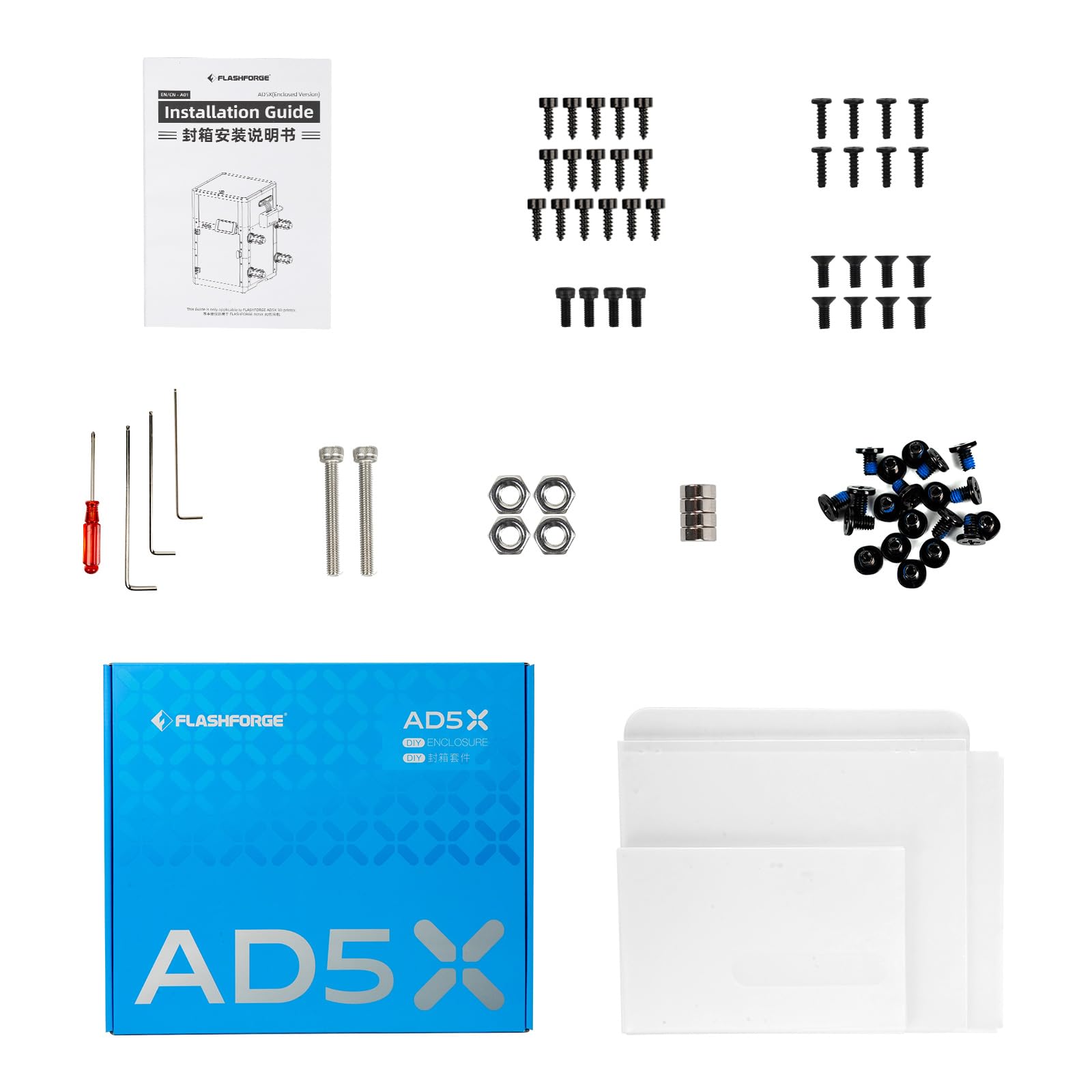Flashforge Gehäuse Bausatz für AD5X 3D-Drucker | DIY Enclosure mit Panels & Schrauben, Ermöglicht sicheres & leises Drucken, ABS, ASA, PC Filament