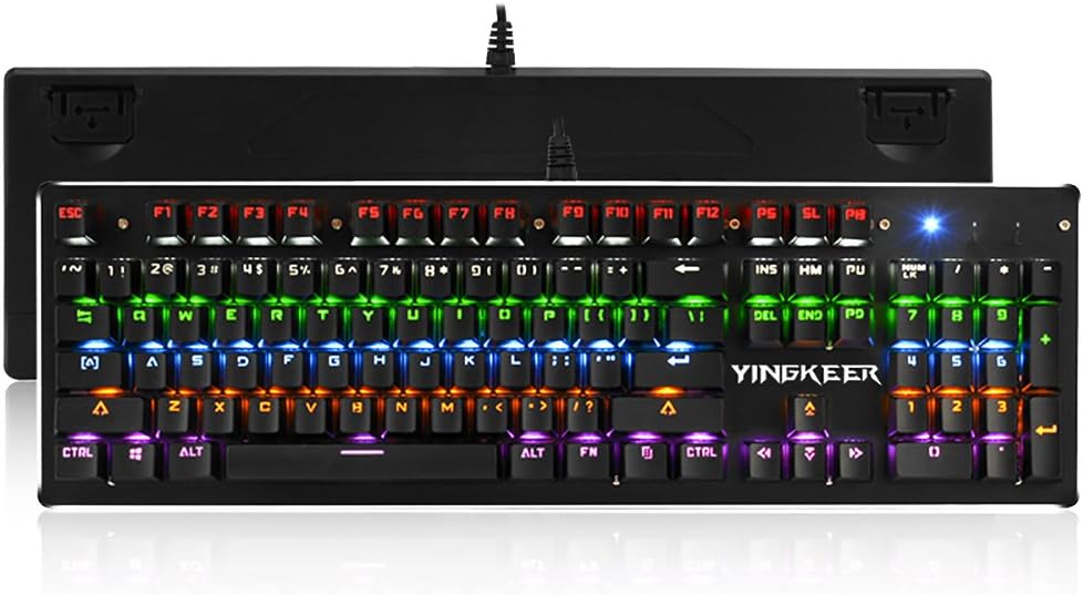 Mechanical Keyboard, Edota Gaming Keyboard [High Quality]with104-Key Anti-ghosting Mechanical Gaming Keyboard, Water-Resistant Backlit Computer Keyboard with Adjustable Color and USB Cable,Blue Switch