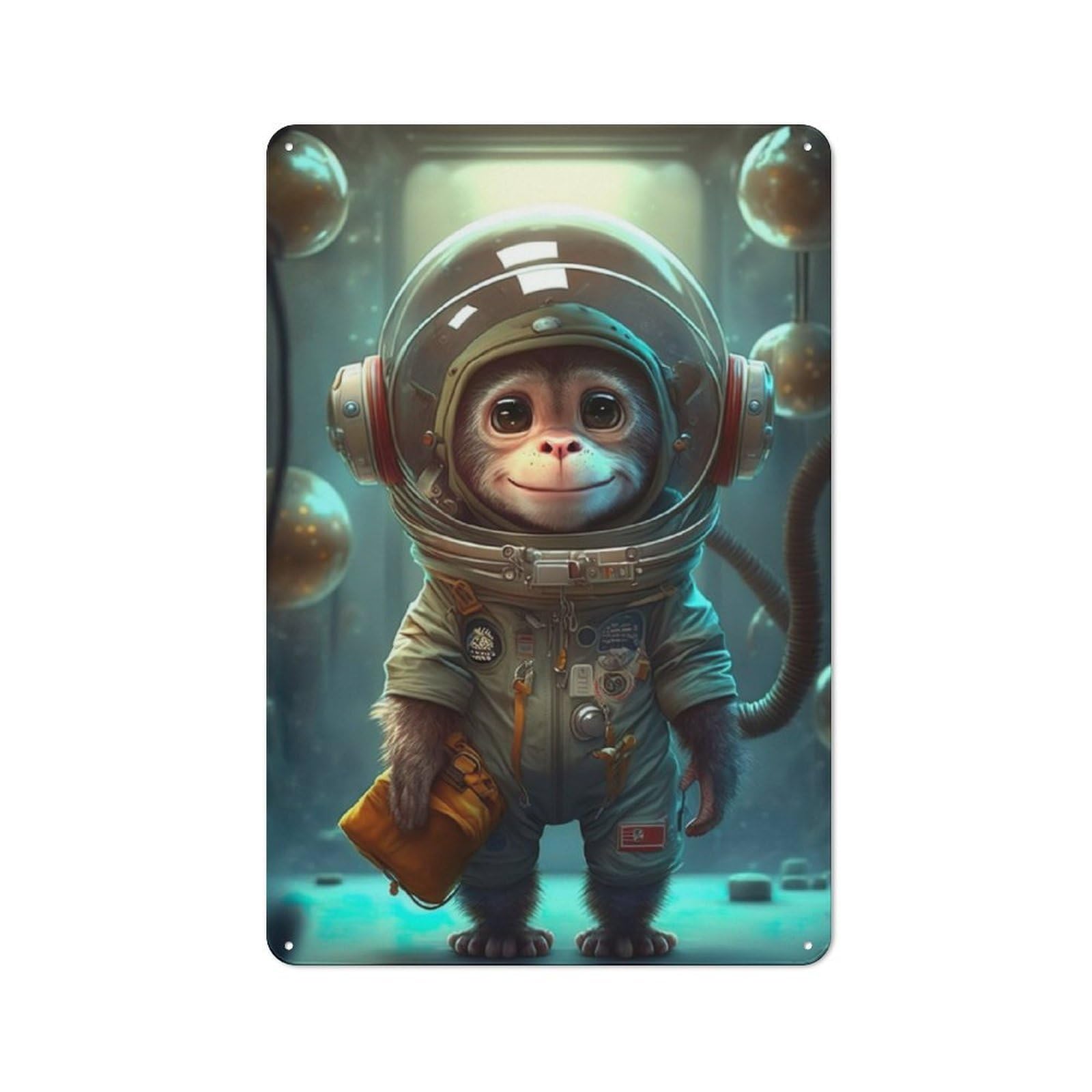 Junmoney Astronaut Space Monkey Ape For Studio Or Craft Room, Retro-Style Tin Sign 30X20cm, For Metal Sign Collectors, For Garage And Workshop Walls
