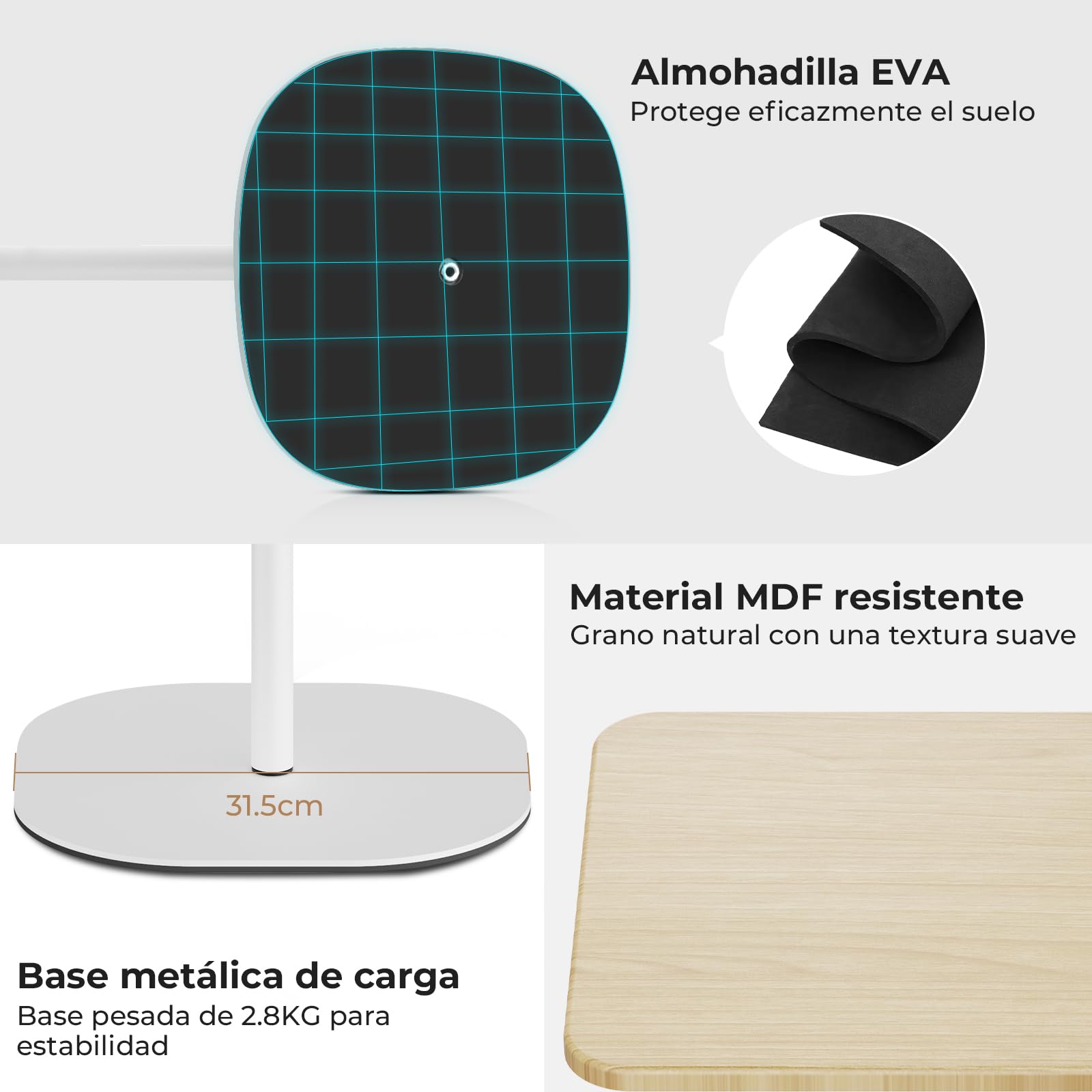 Escritorio de Pie Móvil, Escritorio para Computadora Portátil con Altura Ajustable 46-120cm, Estación de Trabajo de Pie para trabajo de estudio, Mesa de ordenador móvil para oficina/cama/sofá, Blanco