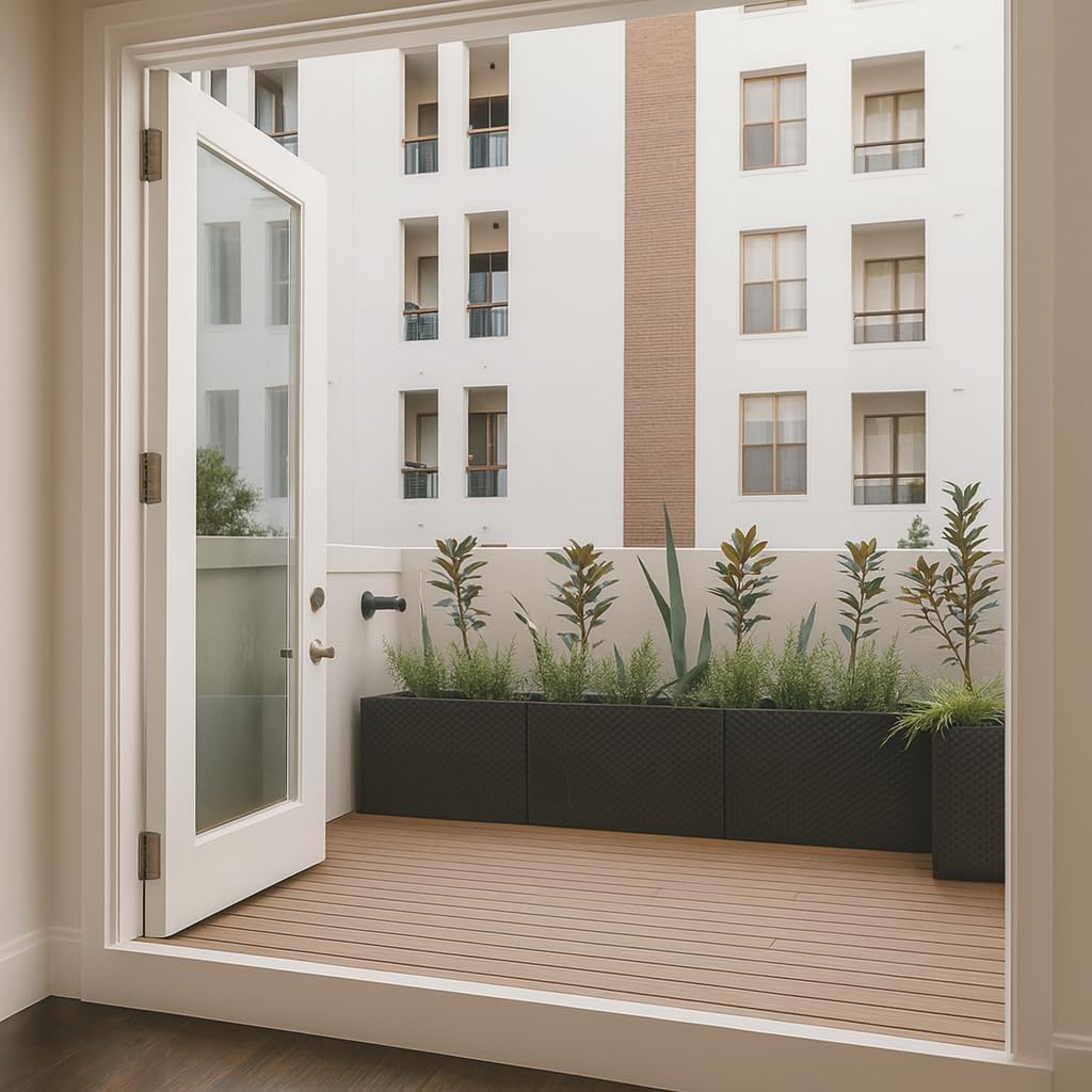 BirnePower Jardinière de Balcon avec Système d'Irrigation, Bac à Plantes Rectangulaire Aspect Rotin, Réservoir d'eau et Indicateur de Niveau, Résistant aux UV, 60 cm, Anthracite