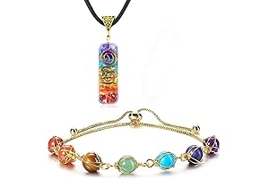 7 Chakra Necklace and Bracelet Set Healing stones bracelet, Orgone Healing Pendant