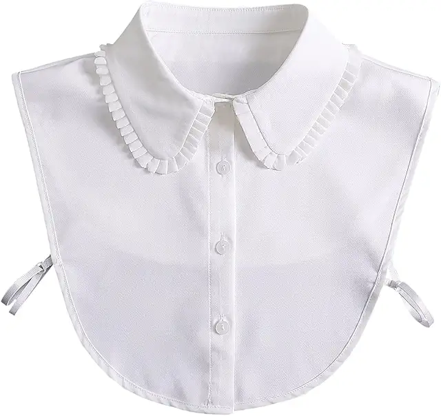Camisa con Volantes y Cuello Falso Desmontable para Mujer - Blusa Blanca de Gasa
