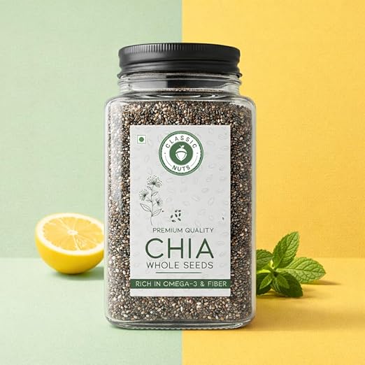 Classic Nuts Chia Seeds | Superfood for Heart, Digestion & Energy – Non-GMO, High in Omega-3 & Fiber (1kg, Chia Seeds)