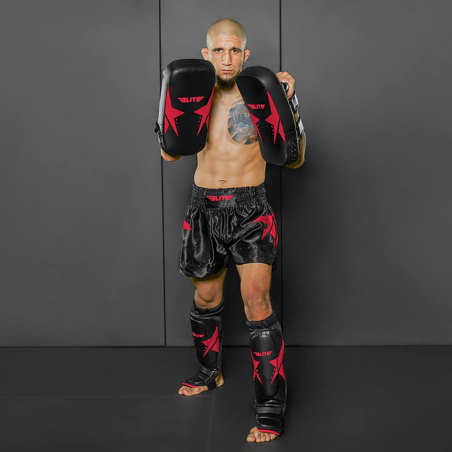 Elite Sports Muay Thai Shin Guards Kickboxing MMA Muay Thai Protective Shin Pad Leg Guards : Sports & Outdoors