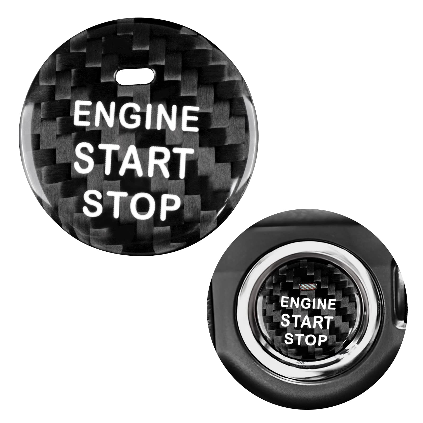 AIRSPEED スバル専用 アクセサリー リアルカーボンファイバー製 カーエンジンスタートカバーステッカー ドレスアップ カスタム 保護フレーム 内装パーツ WRX フォレスター アウトバック レガシィ XV インプレッサ適用 (ブラック)