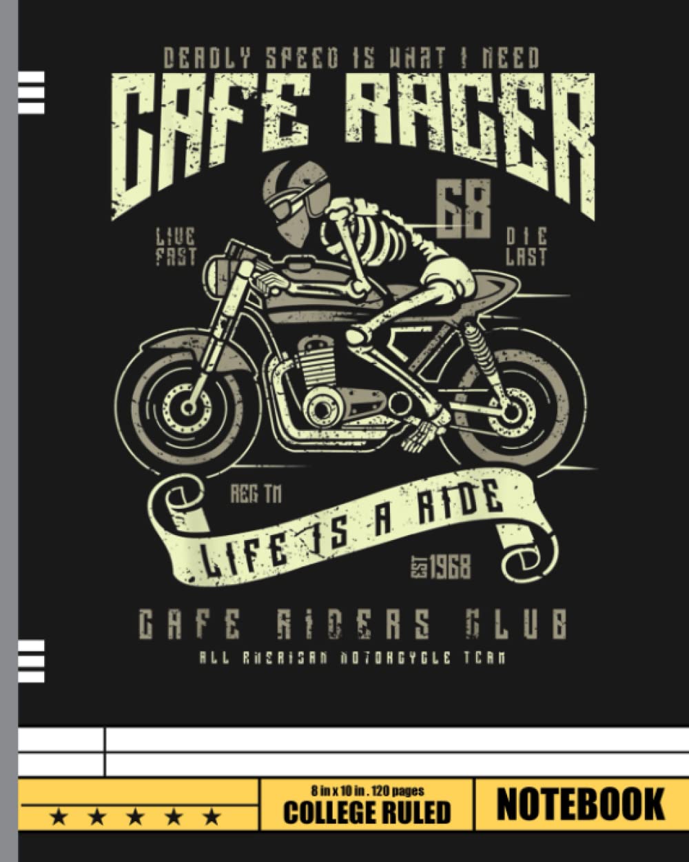 Cafe Racer Notebook: Motocross Journal Dirt Bike Composition Book Motorcycle Biker logbook Birthday gift