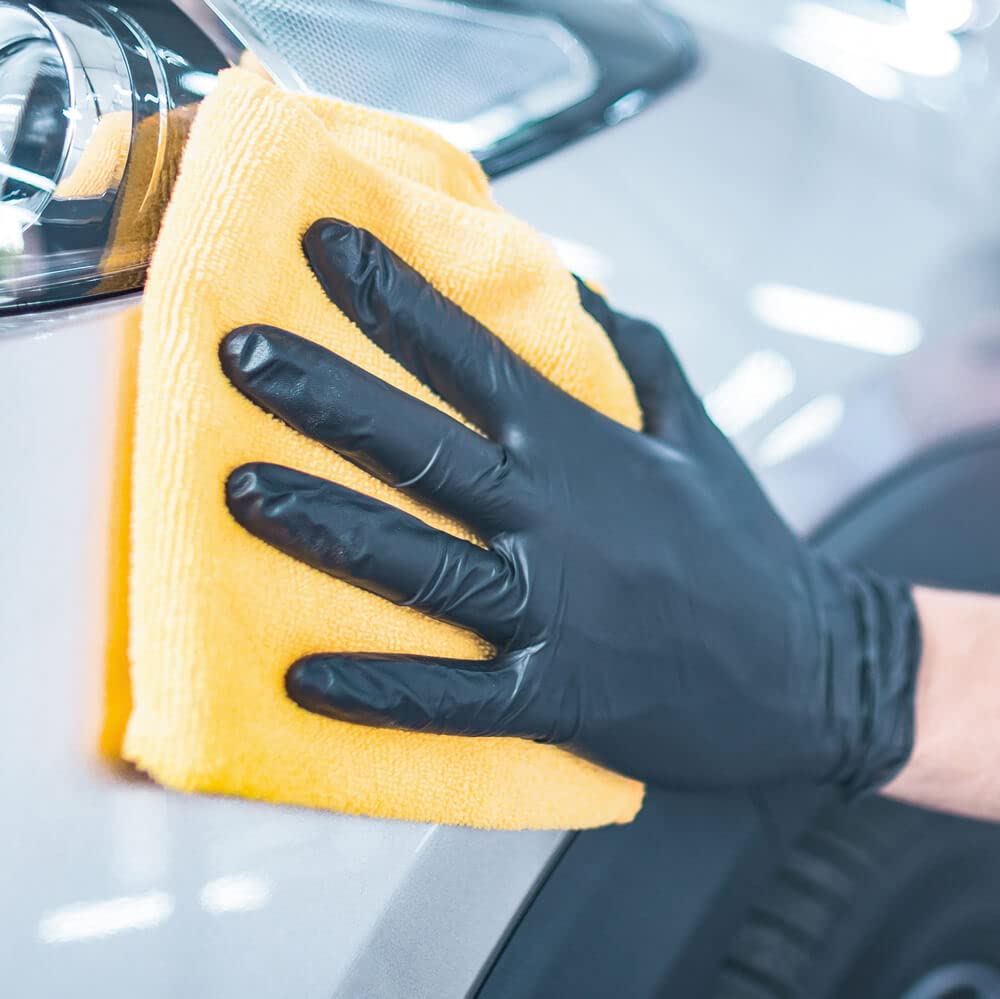 FRANZ MENSCH 1000 Stück, Nitrilhandschuhe, M, schwarz, Nitril, puderfrei | Safe Light, 24 cm, Karton, latexfrei, Einweghandschuhe, Einmalhandschuhe, disposable gloves, Hygiene, Pflege, Reinigung