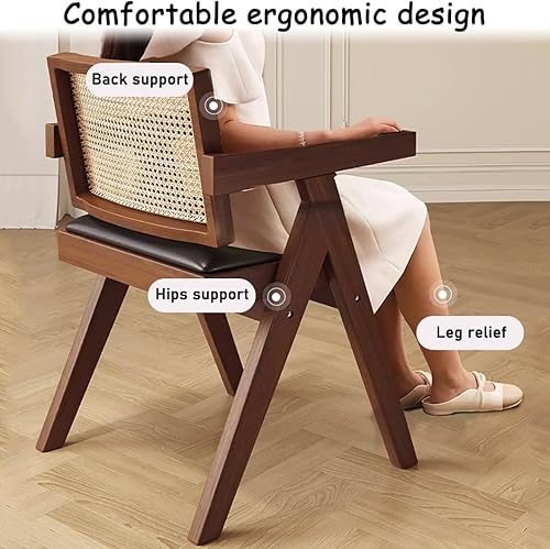 Miniatura 5 de YVYKFZD Juego de sillas de comedor de ratán, sillas de comedor de madera, sillas de cocina con respaldo tejido, sillón tapizado, silla auxiliar