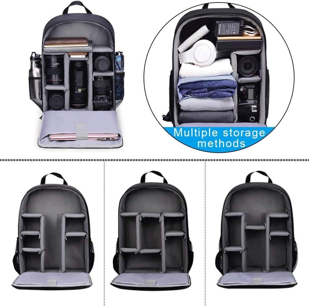 Flash Deals - 80% OFF CADeN Camera Backpack Bag with Laptop Compartment 15.6 for DSLR/SLR Mirrorless Camera Waterproof, Camera Case Compatible for Sony Canon Nikon Camera and Lens Tripod Accessories Black