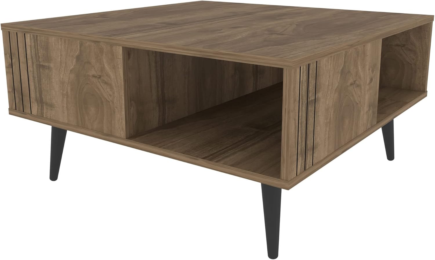 Elegant Walnut Coffee Table, 89.6 x 89.6 x 46.5 cm, 100% Melamine Coated Particle Board, 18 mm Thick, Perfect for Cabin/Lodge Style Living