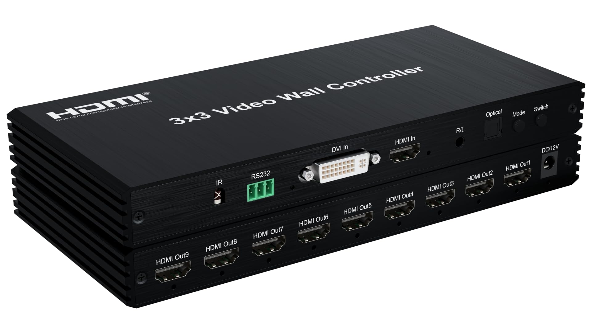 3x3 HDMI Video Wall Controller， DVI TV Wall Processor with Audio 1080P 60Hz 2x2 2x3 2x4 1x3 1x4 1x5 TV Wall 9 Screen Video Wall Stitching Processor TV Splicing Box 180 Degree Rotate