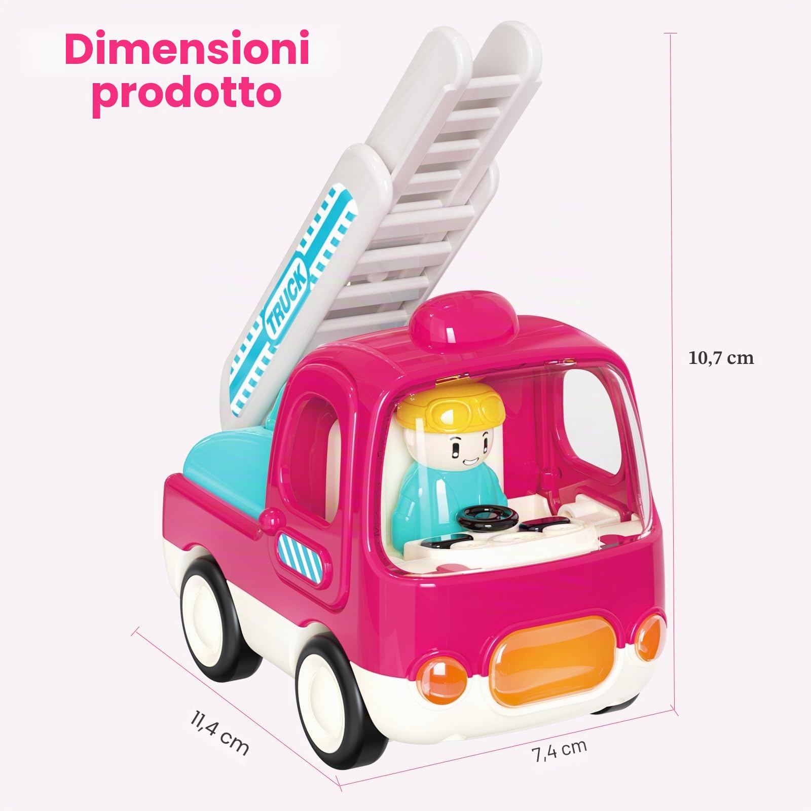 Yerloa Camion Pompieri Giocattolo Giochi Bambini 1 2 3 4 Anni Ragazzi e Ragazze Con Suoni e Luci, Camion Macchinine Per Bambini Giocattolo