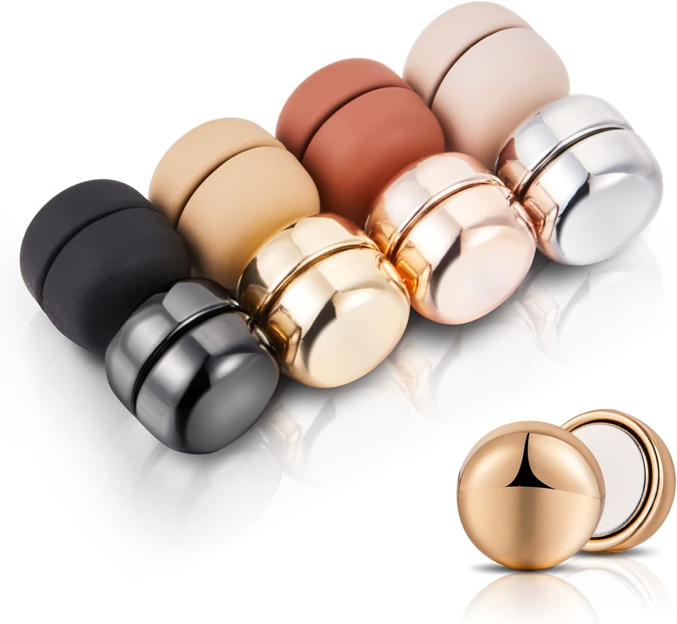 PeacePray Premium Strong Hijab Magnetic Pins with Storage Bag, No-Snag Multi-Use Hijab Magnets, Pinless Magnetic Hijab Pins, Choose Your Favorite Style Freely, 8 pairs, Rose Gold Silver, no gemstone