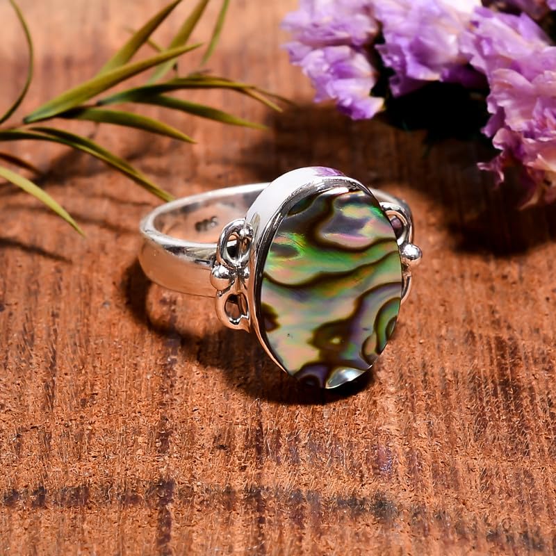 Bague fiançailles argent sterling ormeau ovale contre les bijoux ternes - 5