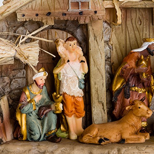 BRUBAKER Christmas Real Life Nativity Scene Set - Holiday Decoration - Stable with 11 Resin Figurines (not re-arrangeable) - Designed in Germany - Revised Package - Thumbnail 2