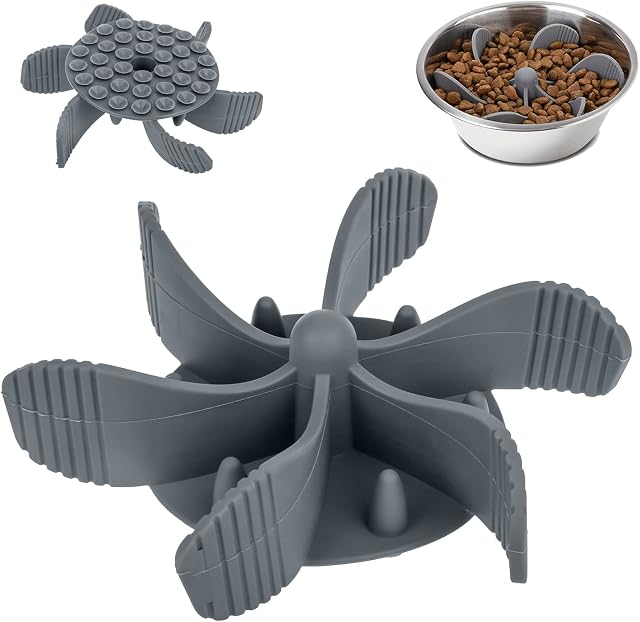 Slow Feeder Dog Bowl Insert, Spiral Dog Bowl Insert to Slow Down Eating, Silicone Pet Slow Feeder for Dry & Wet Food, Strong Suction Cups, Easy to Clean