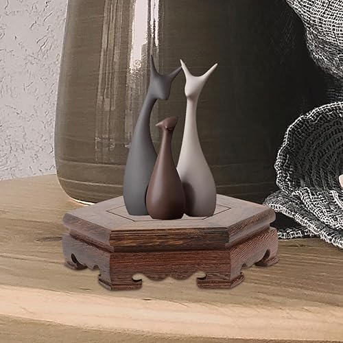 Miniatura 3 de GANAZONO Macetero de madera, 2 piezas, taburete de madera, soporte rústico para plantas, estilo chino, maceta de pedestal, estante de exhibición,