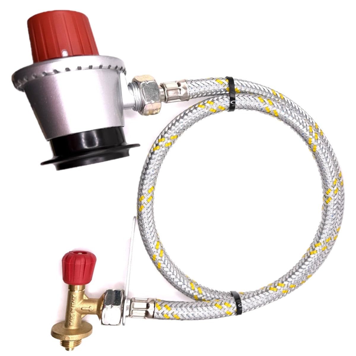 901 904 907 - Juego de adaptadores de recambio para cilindro de gas, manguera de alta presión de 1,50 m, conector de clip jumbo de 35 mm, presión no reducida, ancho 21,8 x 1/35,6 cm