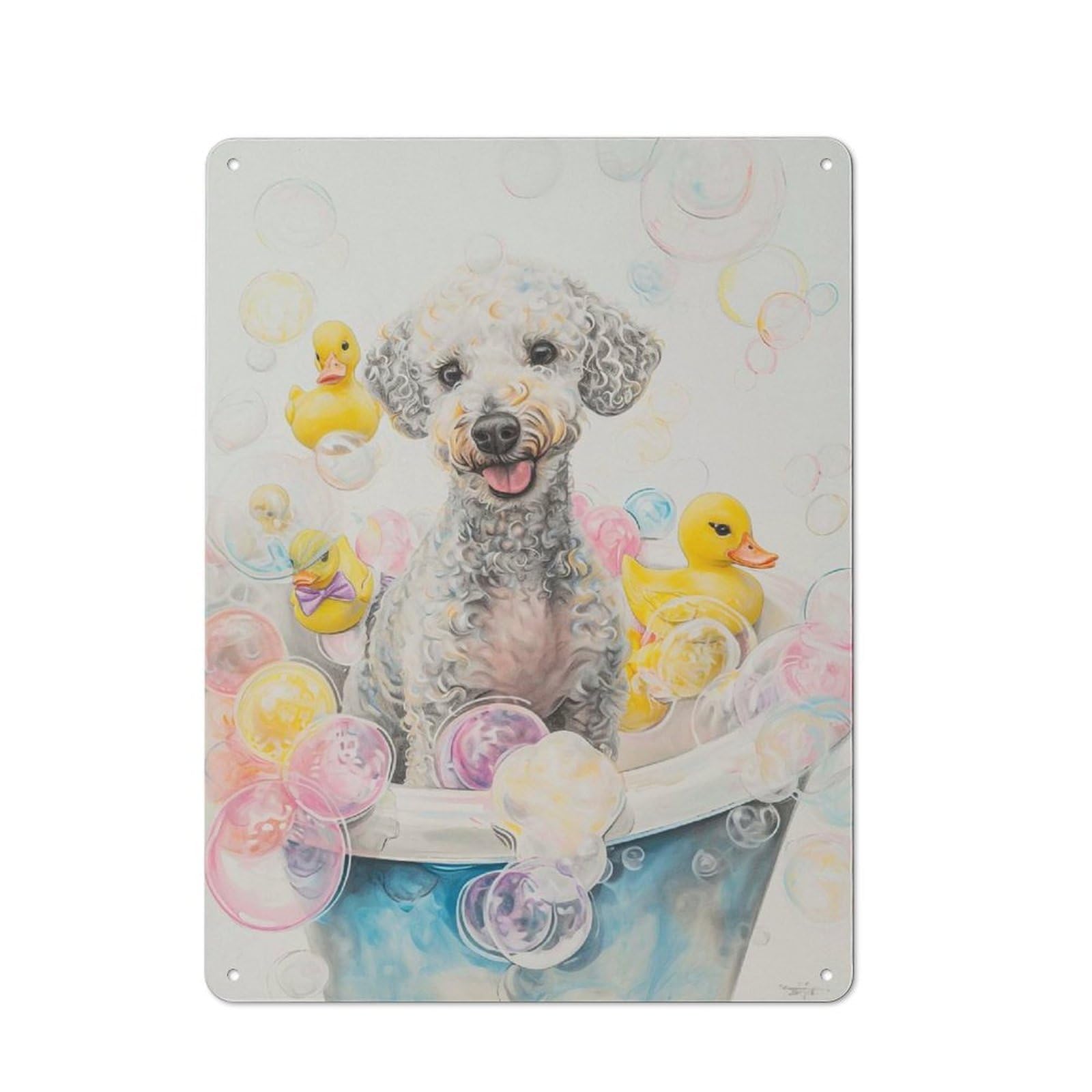 Junmoney Bedlington Terrier Dog Retro Decorative Tin Plaque 40X30cm Featuring Home Wall Decor For Bedroom, Kitchen, Office Or Living Room