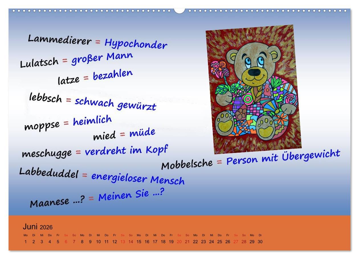 De Hessisch-Kalenner - hessisch babbele lerne in aam Johr (hochwertiger Premium Wandkalender 2026 DIN A2 quer), Kunstdruck in Hochglanz: De ... eines Jahres mächtig werden (CALVENDO Kunst)