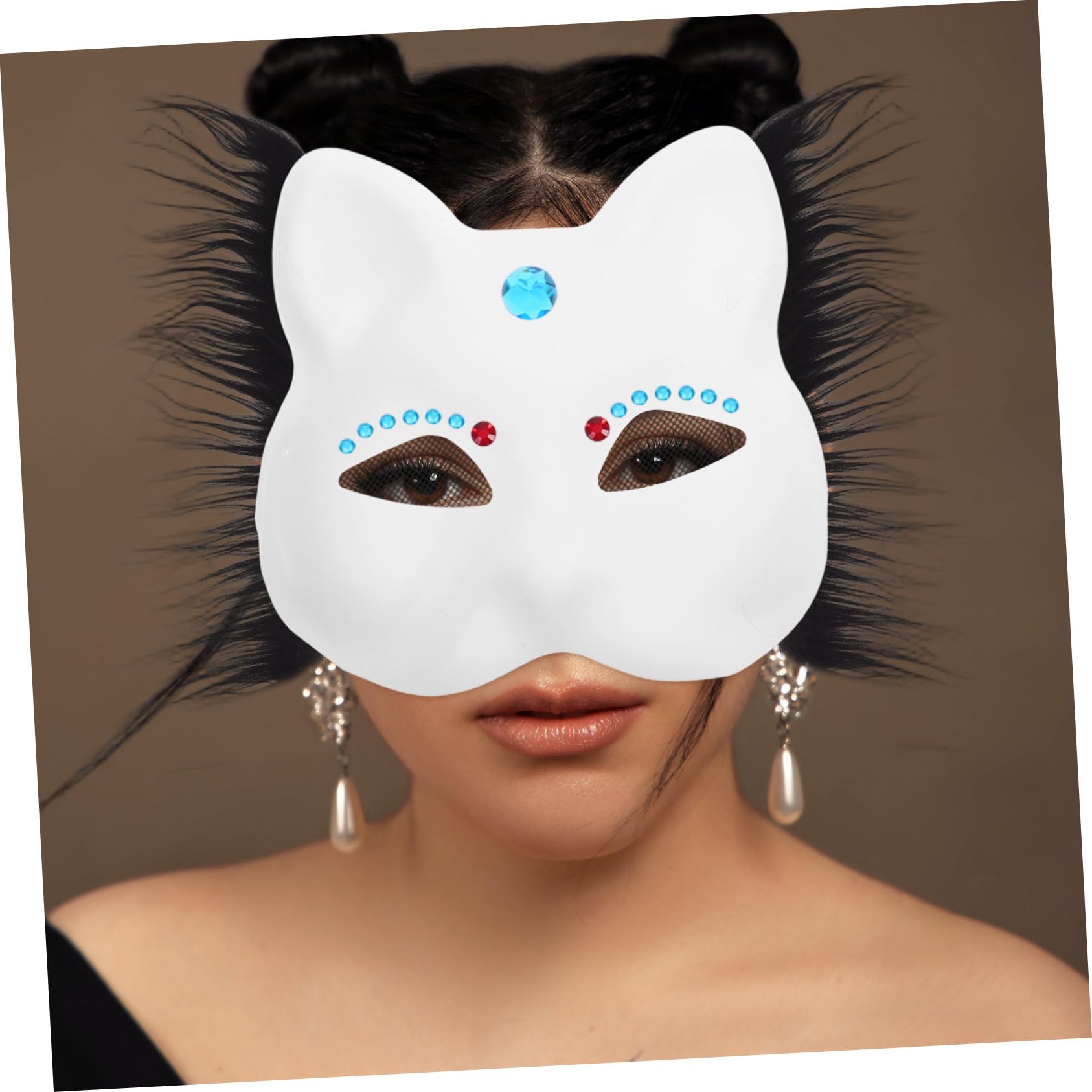 Zerodeko Katzenmaskerade Leere Halbmaske Papier 1 Satz für Cosplay Partys