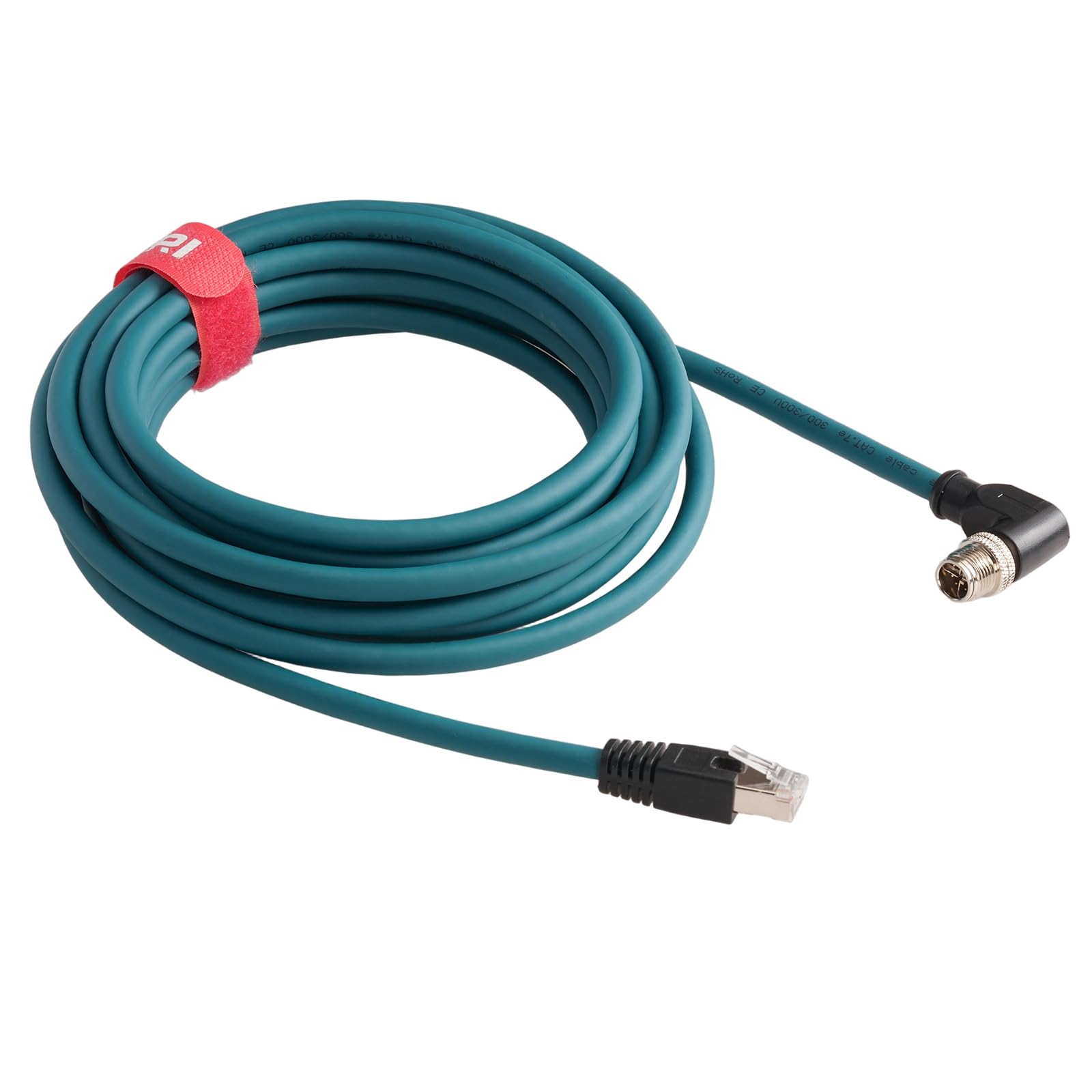 Cognex In-Sight-Serie Industriekameras – rechtwinkliges M12-Kabel mit 8-poligem Stecker (X-codiert) auf RJ45 – Industrie-Ethernet-Kabel Cat 7e (5 m)