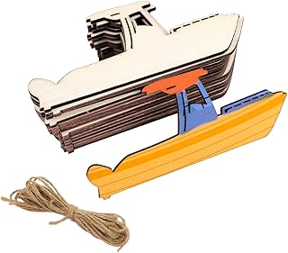 30 Pack 4 Inch Wood Fishing Boat Cutouts Unfinished Wood Fishing Boat Crafts Wooden Fishing Boat Hanging Ornaments DIY Fishing Boat Craft Gift Tags for Home Party Decoration