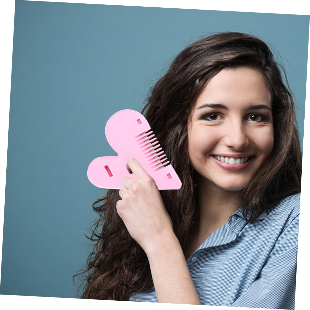 Double-comb Bangs Hair Cutter for Women Ergonomic Portable Self-service Hair Repair Tool Durable Design for Easy Bang Trimming and Split End Removal Pink
