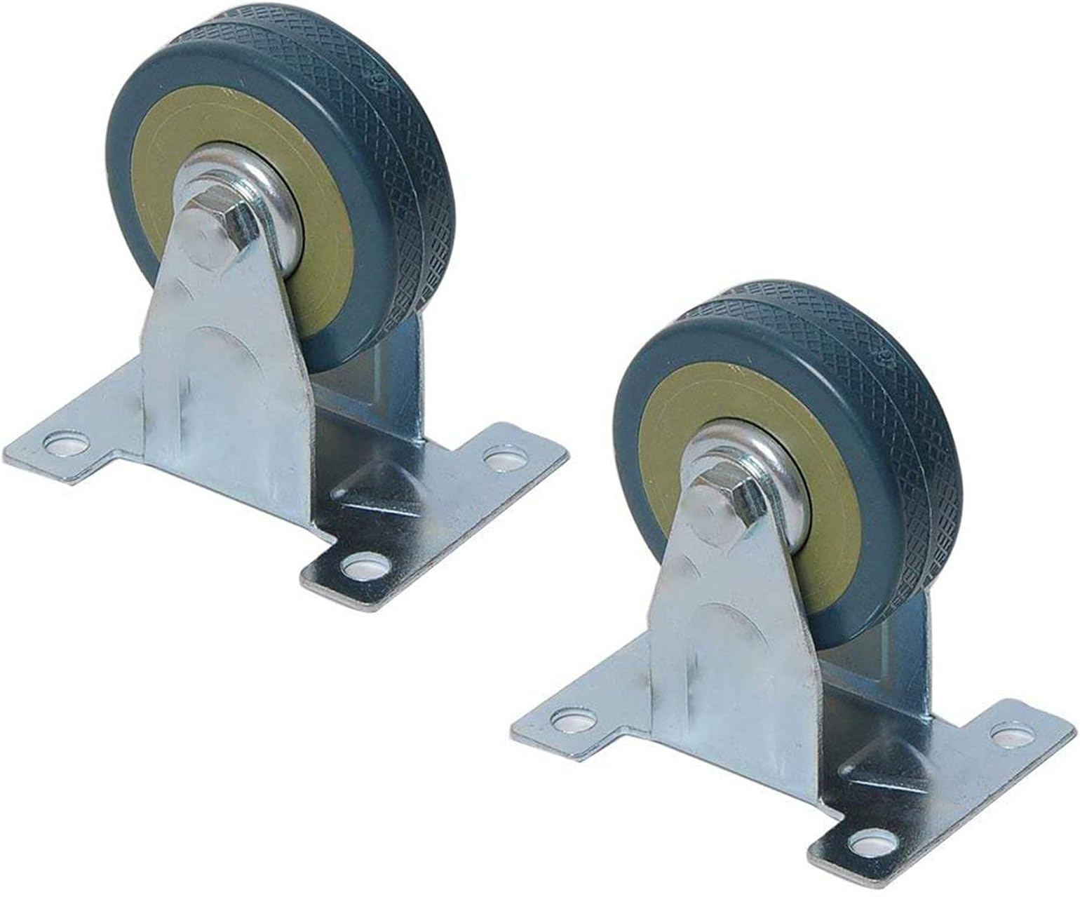 Luomorgo 2 Pcs 4 Inch Heavy Duty Rubber Fixed Caster Wheels Rigid Non-Swivel Top Plate Casters