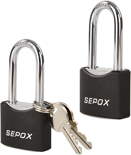 SEPOX Twins - Candados para exteriores para todo tipo de clima de 1-916 pulgadas con la misma llave, grillete largo, cerradura de acero sólido,