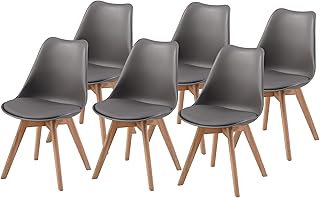 Albatros Sedie da Pranzo AARHUS Set di 6, Grigio con Gambe in Legno Massello, Rovere, Design retrò Scandinavo